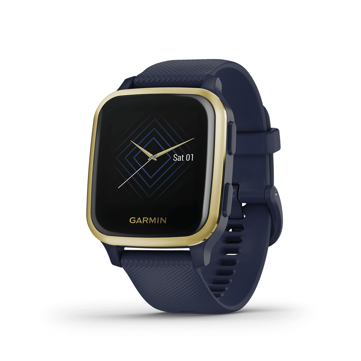 Garmin Venu Sq Music GPS Smartwatch Light Gold with Navy Band