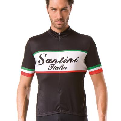 Santini Italy Short Sleeve Jersey Black