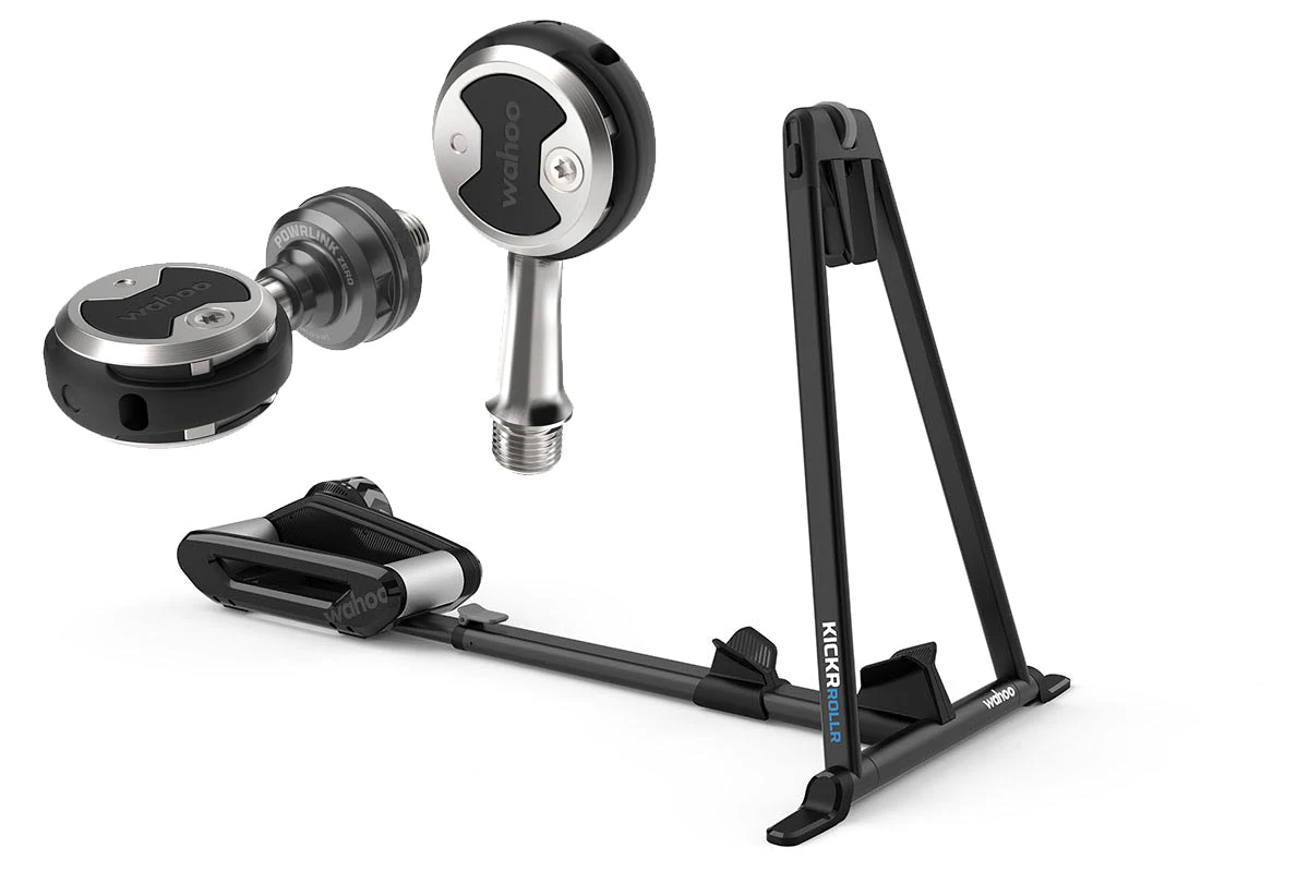 Wahoo Kickr Rollr and Powrlink Zero Left Side Power Pedal Bundle